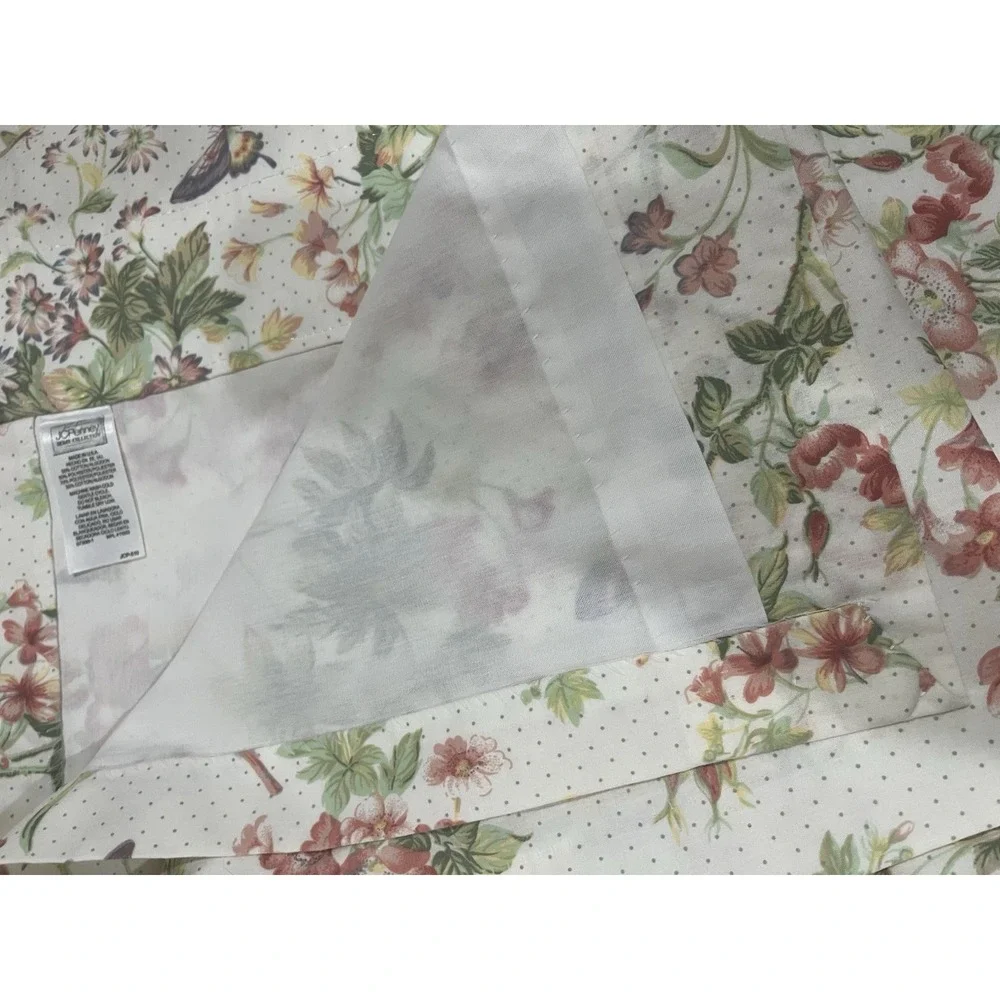 Vtg JC Penny Floral Drape Curtain (2) Panels Wildflower‎ Butterfly 40x64